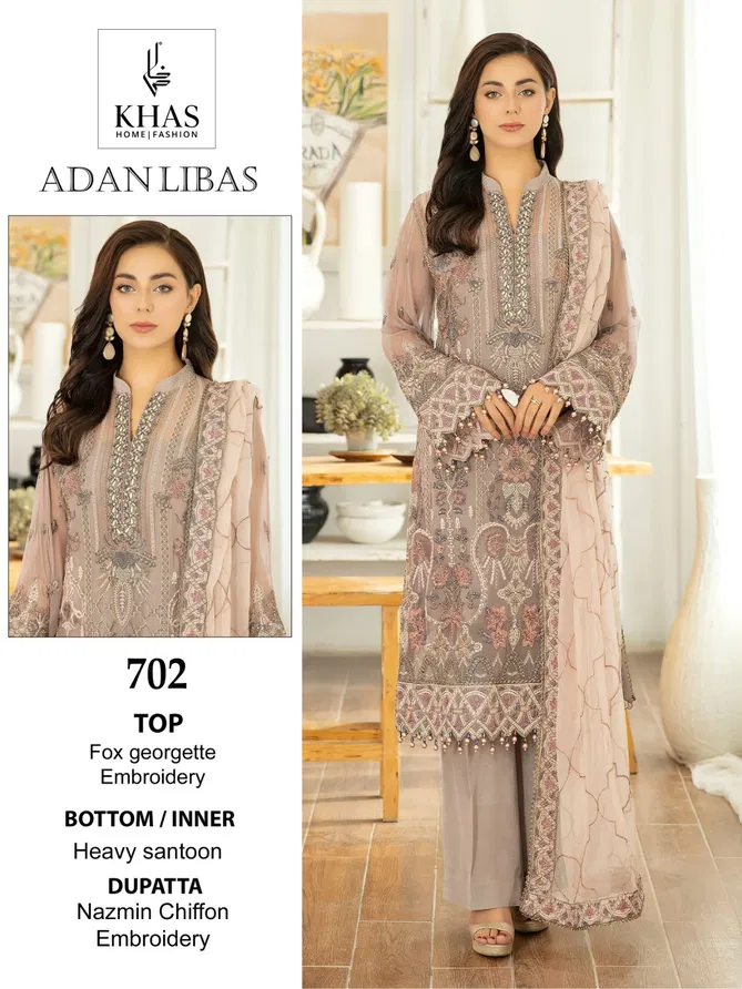 Adan Libas By Khas 702 To 704 Georgette Embroidery Pakistani Suits Wholesale Online